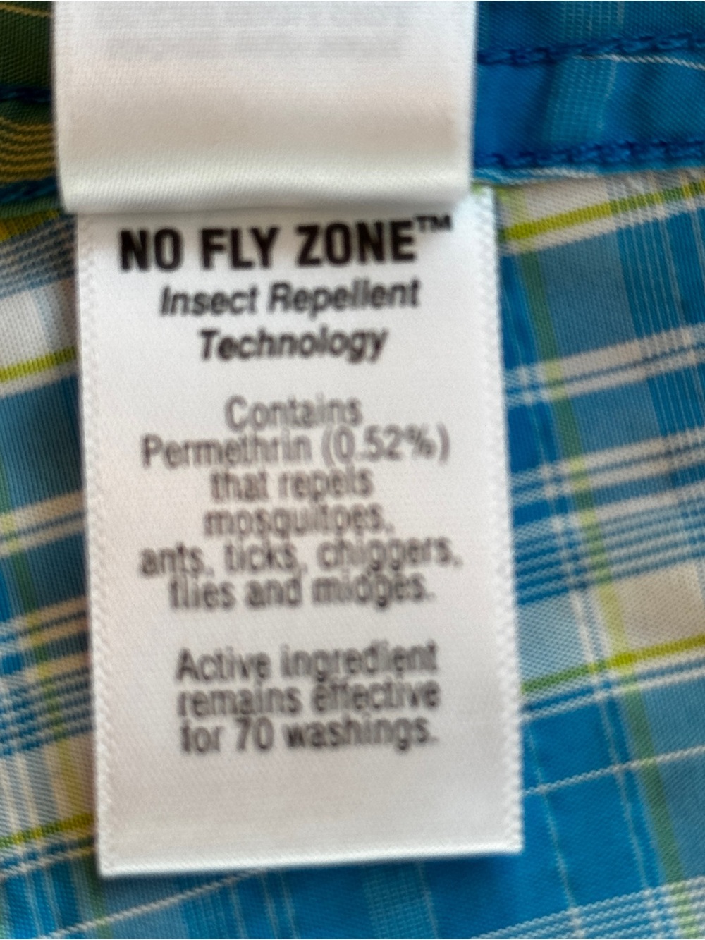 Cabela's  INSECT DEFENCE, NO FLY ZONE, XPG,Blue Plaid Button-Down Shirt. - Picture 9 of 11